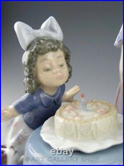 Lladro Figurine MAKING A WISH GIRLS WITH BIRTHDAY CAKE & DOG #5910 Retired Mint