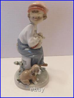 Lladro Figurine- My Best Friend-#5401-Boy With Dog-Glazed- Spain