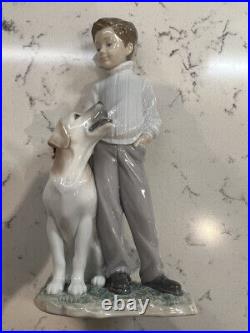 Lladro Figurine My Loyal Friend Boy With Dog #6902 WithBox Gorgeous