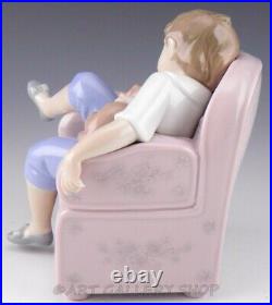 Lladro Figurine NAP TIME FRIENDS BOY SLEEPING ON CHAIR With DOG #6549 Retired Mint