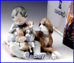 Lladro Figurine NEW PLAYMATES BOY WITH DOG & PUPPIES #5456 Retired Mint BOX