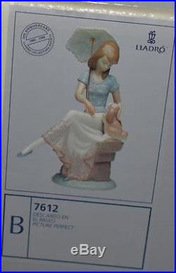 Lladro Figurine PICTURE PERFECT Lady with Umbrella & Dog -#7612-J Huerta- MIB