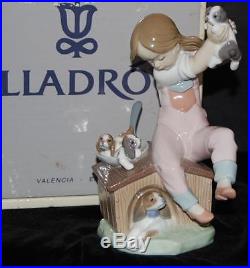 Lladro Figurine Pick of Litter Dogs & Girl #7621 -Ret 1993 by S Debon -MIB