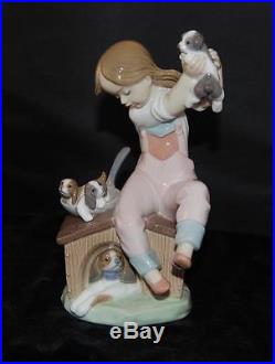 Lladro Figurine Pick of Litter Dogs & Girl #7621 -Ret 1993 by S Debon -MIB