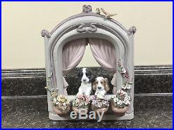 Lladro Figurine Please Come Home #6502 Two Dogs in a Window Sill #30022158