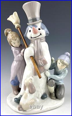 Lladro Figurine SNOWMAND BOY GIRL CHILDREN & DOG WINTER SNOW #5713 Retired Mint