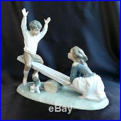Lladro Figurine Seesaw or Swing #4867 Boy & Girl with Dog Seesaw