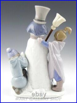 Lladro Figurine THE SNOWMAN BOY GIRL DOG WINTER HOLIDAY #5713 Retired Mint Box