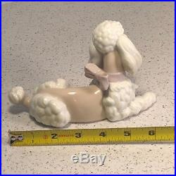 Lladro Figurine Vintage Porcelain Statue 6337 Poodle Puppy Dog Laying Down Coat