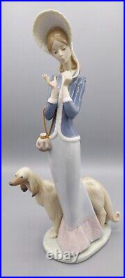 Lladro Figurines Retired Collectible Stepping Out Lady with Afghan Dog # 1537