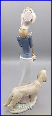 Lladro Figurines Retired Collectible Stepping Out Lady with Afghan Dog # 1537
