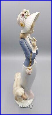 Lladro Figurines Retired Collectible Stepping Out Lady with Afghan Dog # 1537