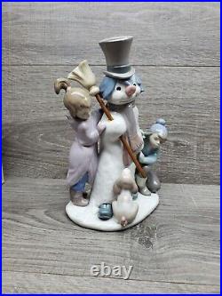 Lladro Figurines Snowman Boy Girl Dog 5713