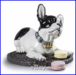 Lladro French Bulldog with Macarons Dog Figurine #9398