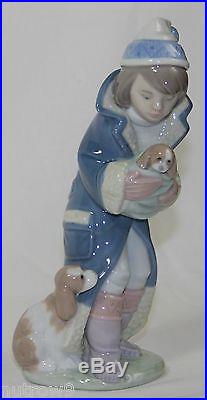 Lladro Friday's Child #6019 Figurine Boy With Puppy Dogs Perfect