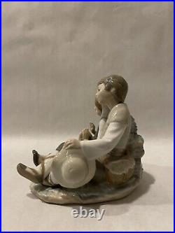 Lladro Friendship 1230 Glossy Boy Girl With Dog Retired Porcelain Mint No Box