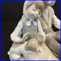 Lladro Friendship 1230 Hermanitos Boy Girl Puppy Dog Adorable In Mint Condition