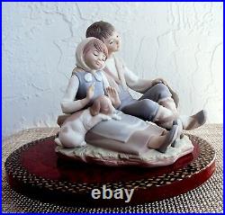 Lladro Friendship Boy Girl Dog 6.5 Tall Matte Figurine #1230 Retired 1991 Mint