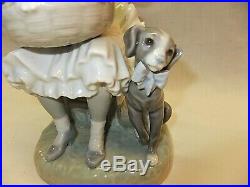 Lladro GIrl with Flowers & Dog #1088, withBox, Glazed, Retired 1989