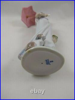 Lladro Garden Classic Strolling Girl With Parasol and Dog Figurine, 7617