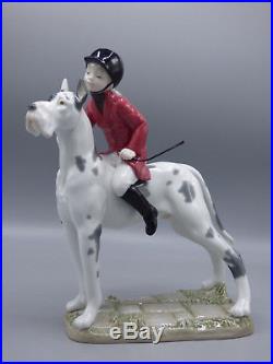 Lladro Giddy Up Doggy Girl Riding Dog Porcelain Figurine 8523 Spain