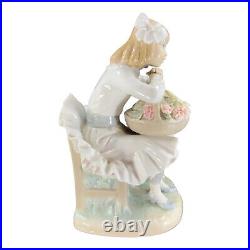 Lladro Girl Dog With Flowers Porcelain Figurine Sculptor Antonio Ballester VTG