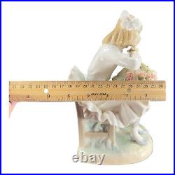 Lladro Girl Dog With Flowers Porcelain Figurine Sculptor Antonio Ballester VTG