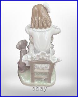 Lladro Girl Sitting with Basket of Flowers and Her Dog Figurine #1088
