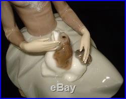 Lladro Girl With Dog Retired 1981 12.5 Tall Porcelain Figurine # 4806 Mint