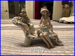 Lladro Girl on Park Bench withDog #6661