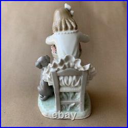 Lladro Girl with Dog Flower Basket Porcelain Figurine No. 1088, Gloss Finish