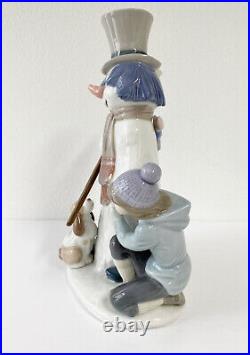 Lladro Glossy Porcelain THE SNOWMAN with Boy & Girl & Dog 5713 Signed