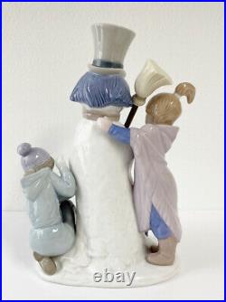 Lladro Glossy Porcelain THE SNOWMAN with Boy & Girl & Dog 5713 Signed