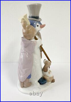 Lladro Glossy Porcelain THE SNOWMAN with Boy & Girl & Dog 5713 Signed