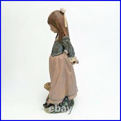 Lladro Gres #12085'Rosita' Girl Holding Rose with Dog Figurine