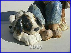 Lladro Gres Boy With Dog Rare Piece Large