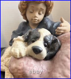 Lladro Gres LARGE Figurine WHAT A DAY Girl Holding Puppy 2207 Retired Mint