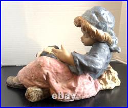 Lladro Gres LARGE Figurine WHAT A DAY Girl Holding Puppy 2207 Retired Mint