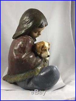 Lladro Gres Retired #2391 Loyal Companion Girl with Dog Large Statue 13