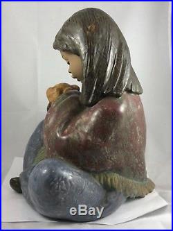 Lladro Gres Retired #2391 Loyal Companion Girl with Dog Large Statue 13