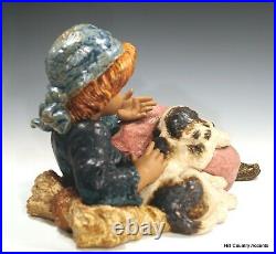 Lladro Gres What A Day # 12207 Little Girl With Dog On Lap $650v Mint