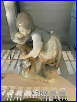 Lladro Group Of Girls With Dogs Excellent Condition
