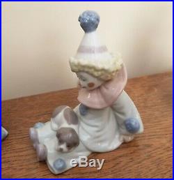 Lladro Group of x3 Pierrot Clown Figures with Dogs #5277 #5278 #5279