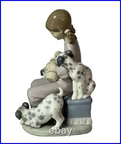 Lladro Honey Lickers Girl With Dalmatian Dogs No. 1240. Signed And Mint