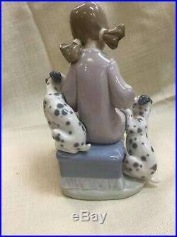 Lladro Honey Lickers Miel Girl Dogs With Dalmatians