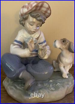 Lladro I Hope She Does 5450 Porcelain Figurine Boy Flower Dog She Loves Me Nwot