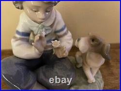 Lladro I Hope She Does 5450 Porcelain Figurine Boy Flower Dog She Loves Me Nwot