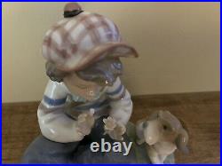 Lladro I Hope She Does 5450 Porcelain Figurine Boy Flower Dog She Loves Me Nwot