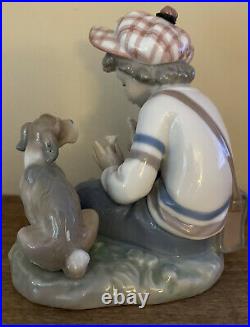 Lladro I Hope She Does 5450 Porcelain Figurine Boy Flower Dog She Loves Me Nwot