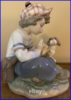 Lladro I Hope She Does 5450 Porcelain Figurine Boy Flower Dog She Loves Me Nwot